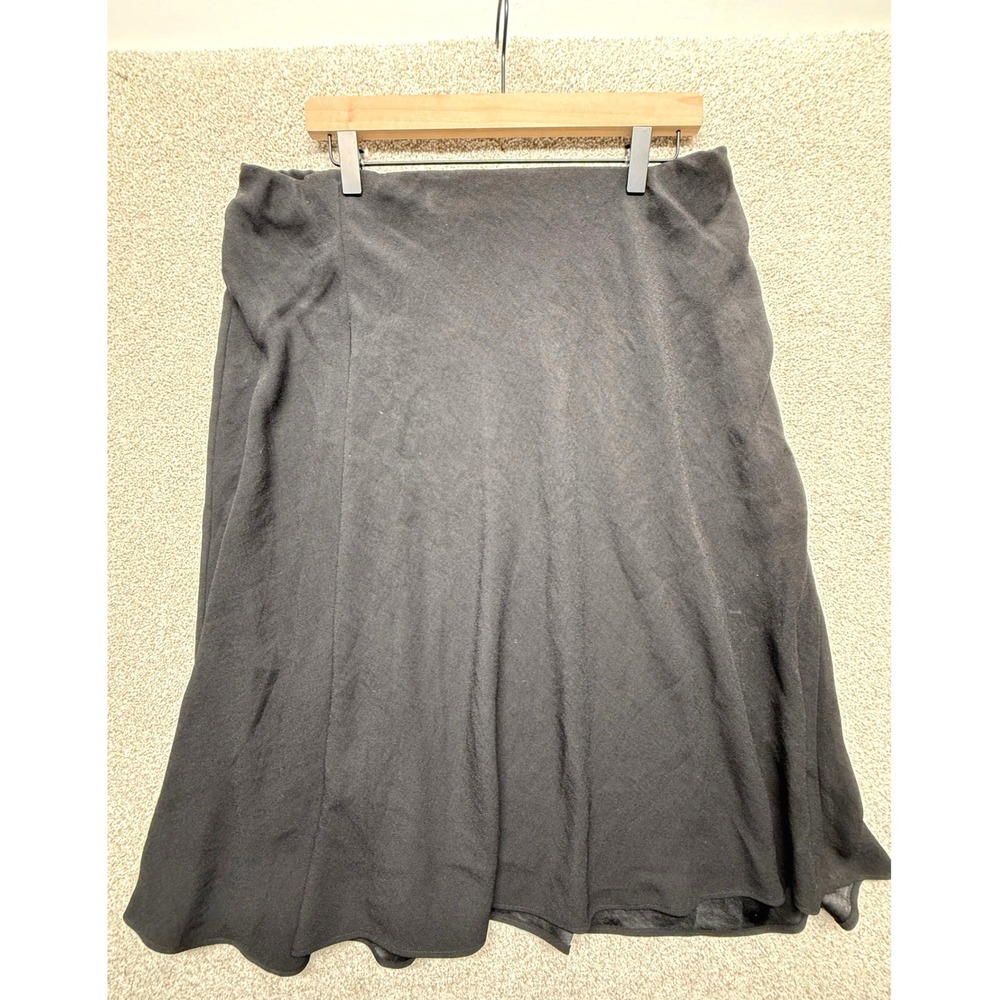 SPANX Black Midi Skirt‎ XL Elastic Waist Pull On A Line Flowy